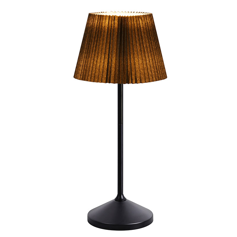 Lampu meja Led hitam dengan kap kain