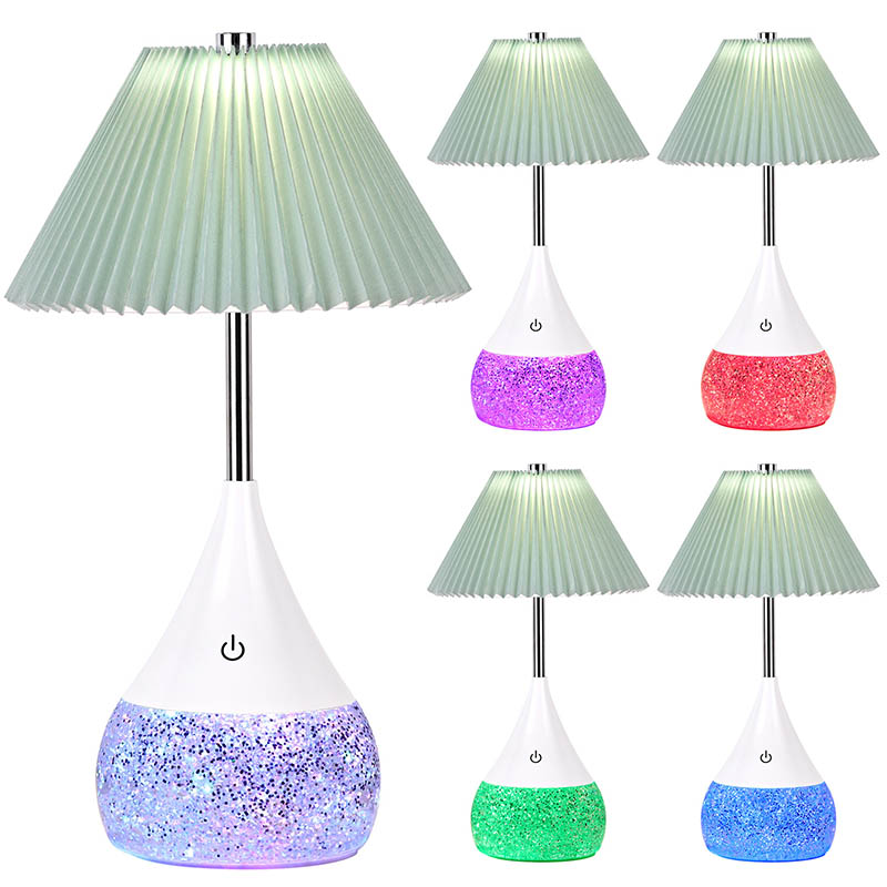 Lampu meja LED anak dengan botol glitter RGB