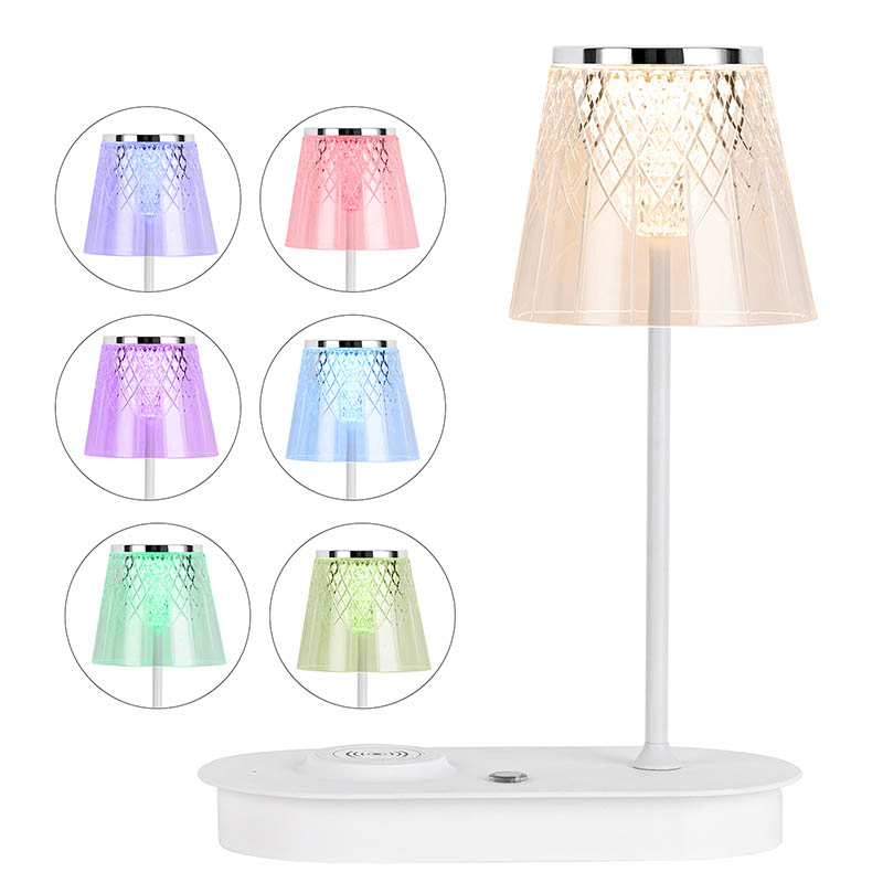 Lampu Meja Led Led Transparan dengan Pengisi Daya Nirkabel